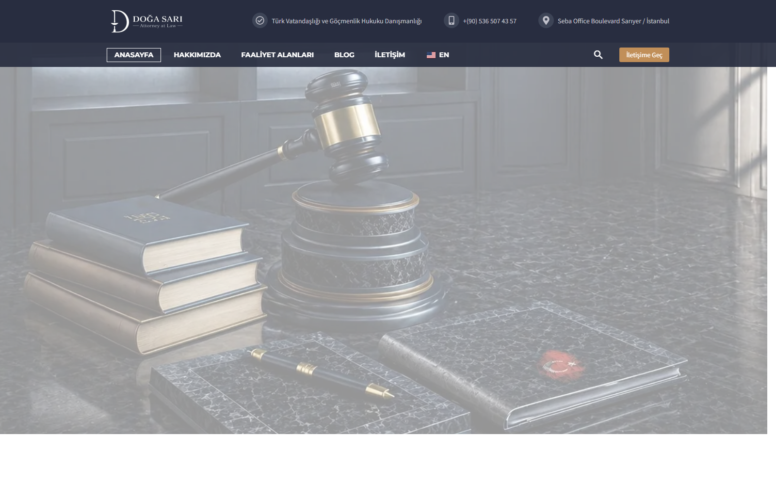 Doğa Legal resmi web sitesi ana sayfa görünümü